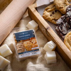 Close your eyes and envelop your space with the nostalgic scent of a homemade bakery, surrounded by cooling trays of freshly baked cookies. Let the delicious fragrance spark joy and make your home feel like a comforting, sweet-scented haven. Bring the magic of fresh-baked cookies home with the Cookie Shoppe Wax Melt, and try not to drool.